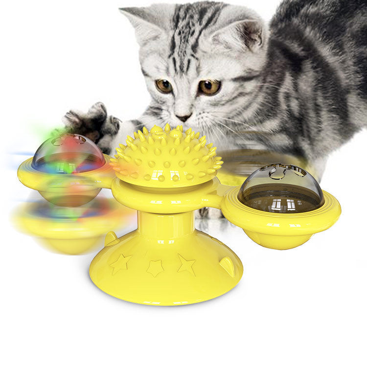 Cat windmill toy Amazon hair rubr light rotating scratching spring human cat toy cat turntable toy