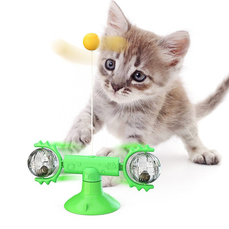 Cat windmill toy Amazon hair rubr light rotating scratching spring human cat toy cat turntable toy