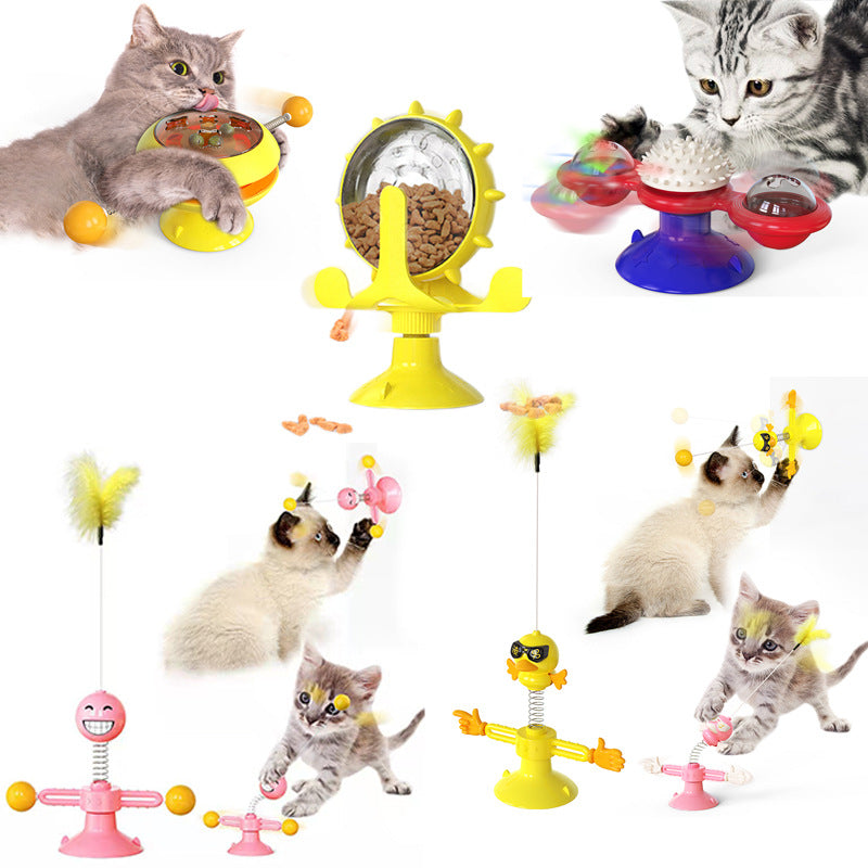 Cat windmill toy Amazon hair rubr light rotating scratching spring human cat toy cat turntable toy