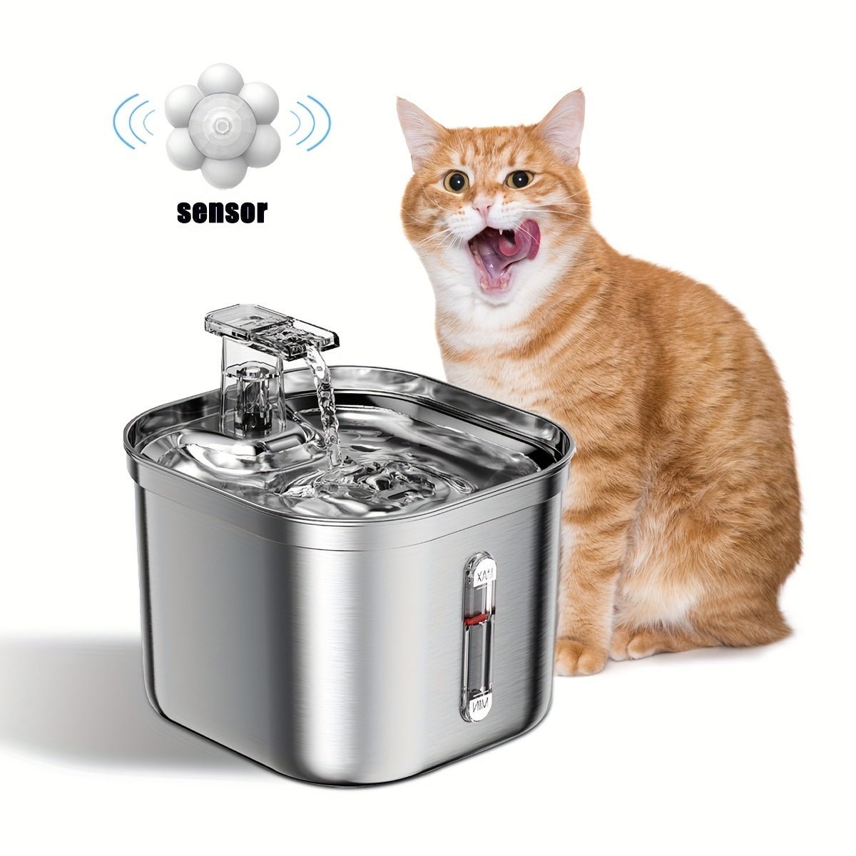 Cat Water Fountain, Stainless Steel Pet Water Fountain For Cats Inside, 3 Filters&Ultra - Quiet Pump, 73oz Automatic Dog Dispenser Water Bowl, Multiple Pets Water Fountain - WellFurr