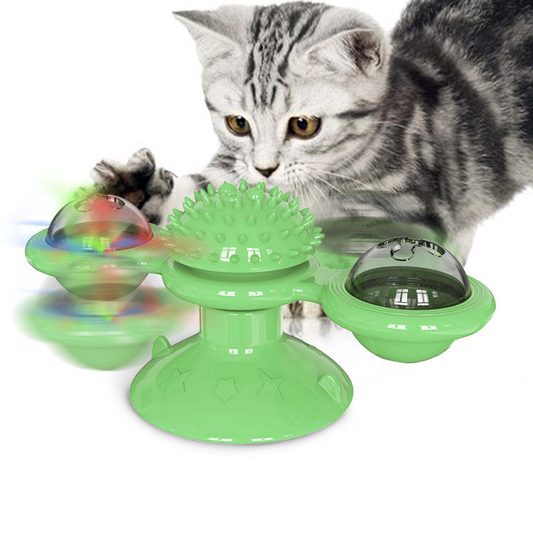 Cat windmill toy Amazon hair rubr light rotating scratching spring human cat toy cat turntable toy