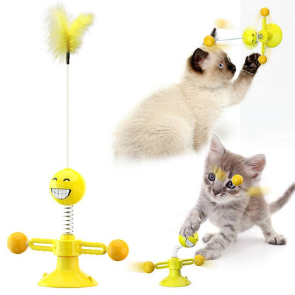 Cat windmill toy Amazon hair rubr light rotating scratching spring human cat toy cat turntable toy