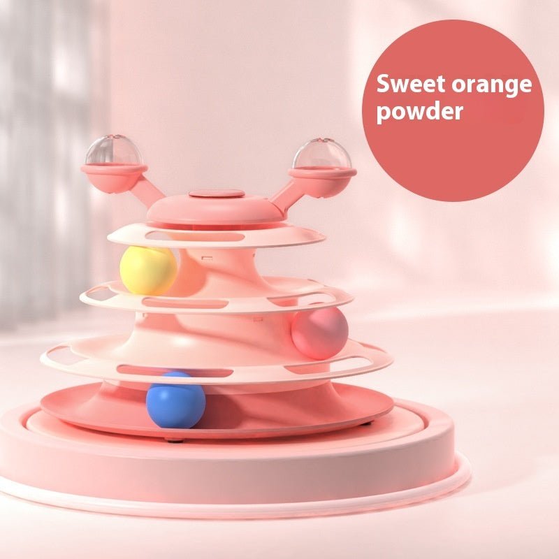 4 Levels Cat Toy Tower Turntable Roller Balls Toys Interactive Intelligence Pets Toys Training Track Puzzle Funny Games Accessories Pet Products - WellFurr