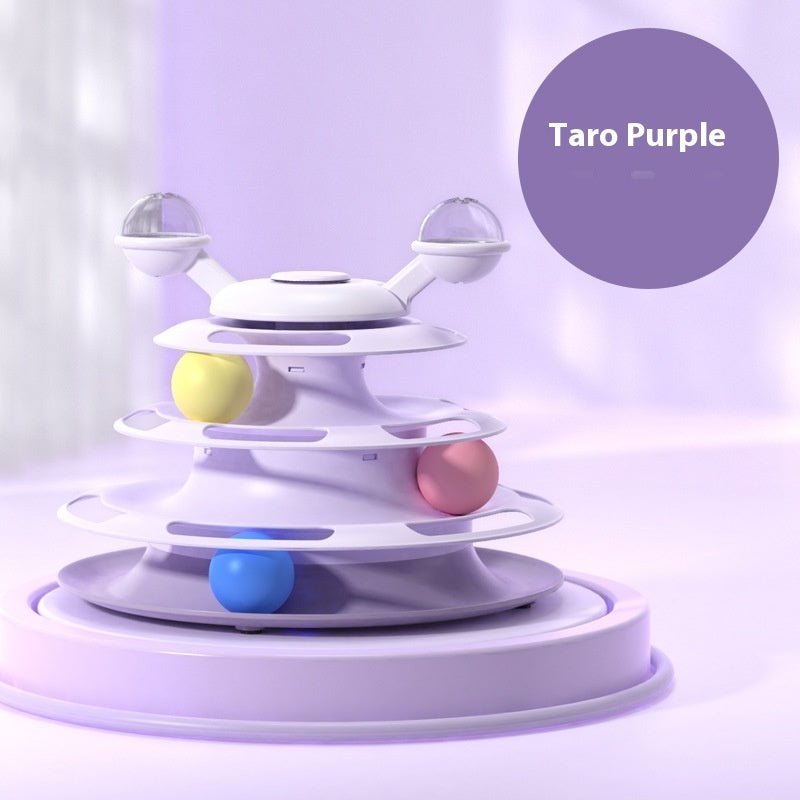 4 Levels Cat Toy Tower Turntable Roller Balls Toys Interactive Intelligence Pets Toys Training Track Puzzle Funny Games Accessories Pet Products - WellFurr