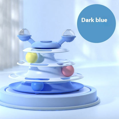 4 Levels Cat Toy Tower Turntable Roller Balls Toys Interactive Intelligence Pets Toys Training Track Puzzle Funny Games Accessories Pet Products - WellFurr