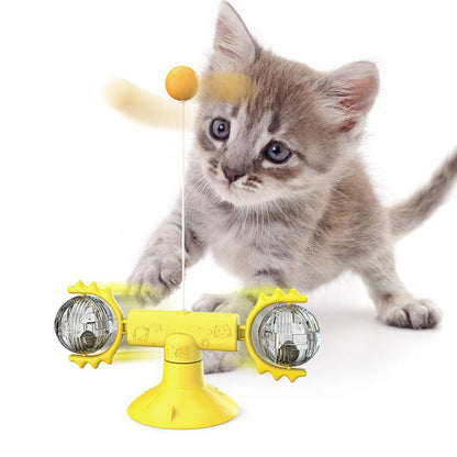 Cat windmill toy Amazon hair rubr light rotating scratching spring human cat toy cat turntable toy