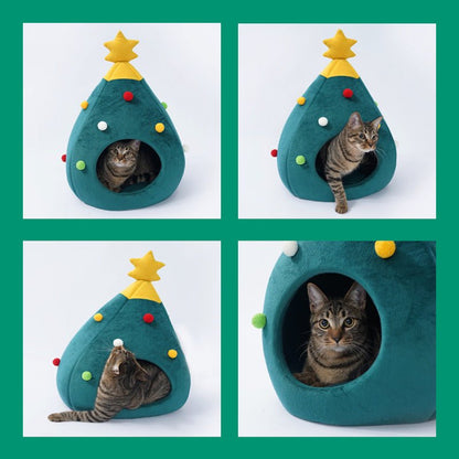 Cat Christmas Tree Mat Kennel Felt Bed - WellFurr