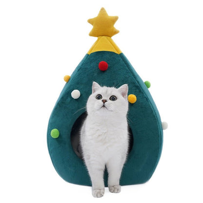 Cat Christmas Tree Mat Kennel Felt Bed - WellFurr