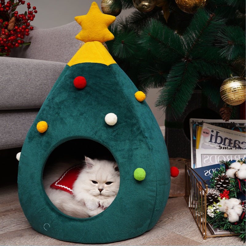 Cat Christmas Tree Mat Kennel Felt Bed - WellFurr