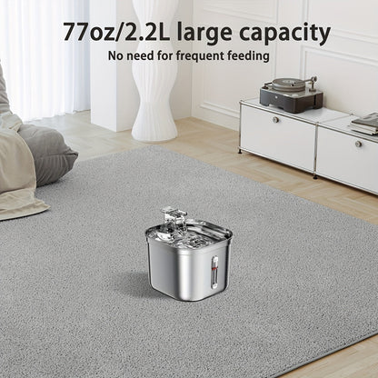 Cat Water Fountain, Stainless Steel Pet Water Fountain For Cats Inside, 3 Filters&Ultra - Quiet Pump, 73oz Automatic Dog Dispenser Water Bowl, Multiple Pets Water Fountain - WellFurr