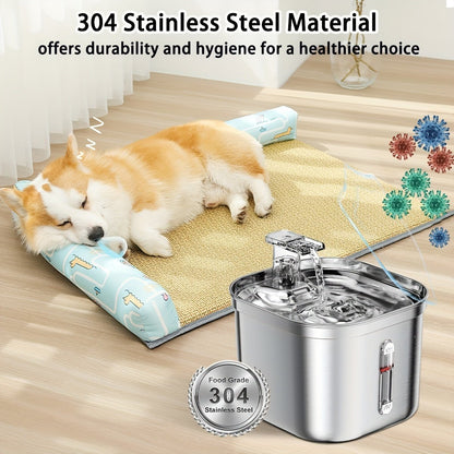 Cat Water Fountain, Stainless Steel Pet Water Fountain For Cats Inside, 3 Filters&Ultra - Quiet Pump, 73oz Automatic Dog Dispenser Water Bowl, Multiple Pets Water Fountain - WellFurr