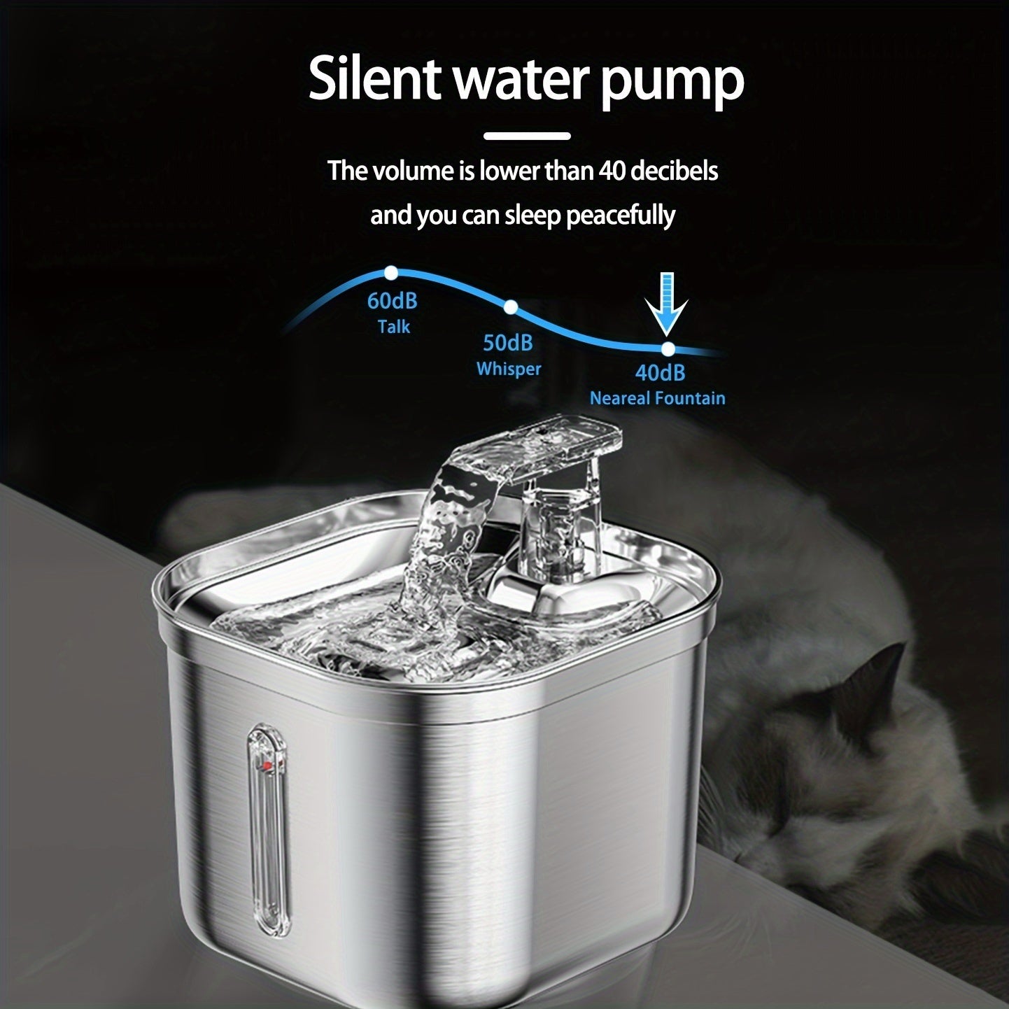 Cat Water Fountain, Stainless Steel Pet Water Fountain For Cats Inside, 3 Filters&Ultra - Quiet Pump, 73oz Automatic Dog Dispenser Water Bowl, Multiple Pets Water Fountain - WellFurr