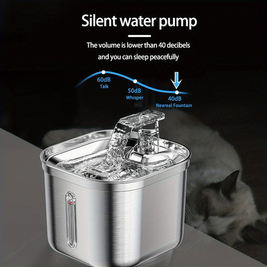 Cat Water Fountain, Stainless Steel Pet Water Fountain For Cats Inside, 3 Filters&Ultra - Quiet Pump, 73oz Automatic Dog Dispenser Water Bowl, Multiple Pets Water Fountain - WellFurr