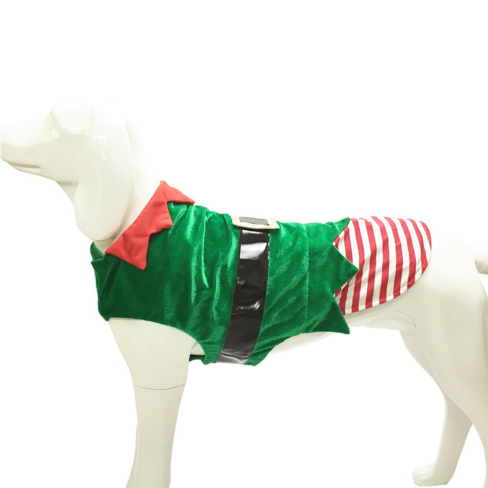 Fashion Christmas Clothes Green Elf Pet Dog Christmas Costume - WellFurr