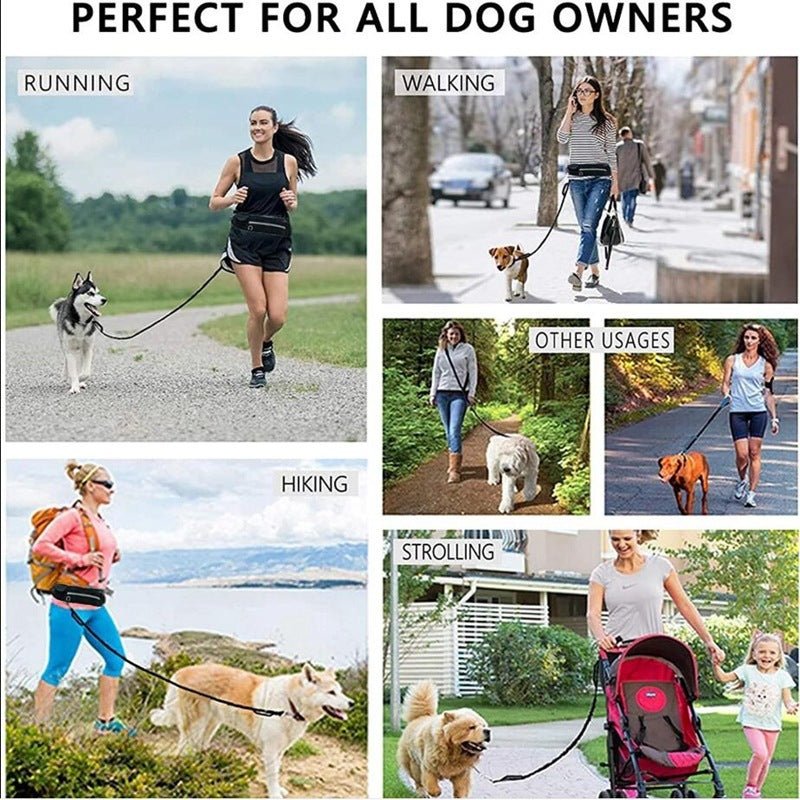 Hands - Free Dog Leash with Bungee & Waist Belt for Large Dogs - WellFurr