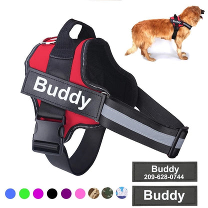 Personalize NO PULL Reflective Breathable Adjustable Dog Harness - WellFurr