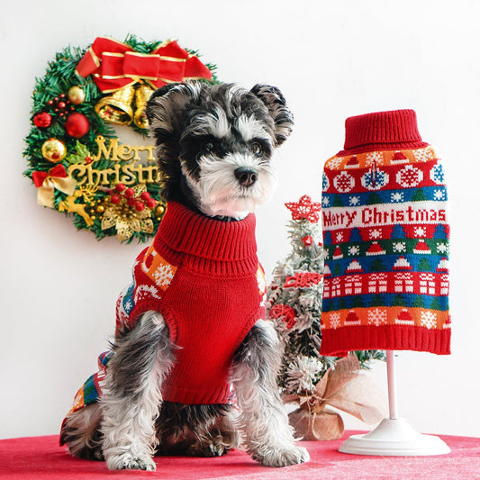 Pet Dog Christmas Turtleneck Sweater - WellFurr